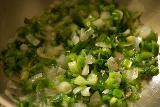 stir frying capsicum. 