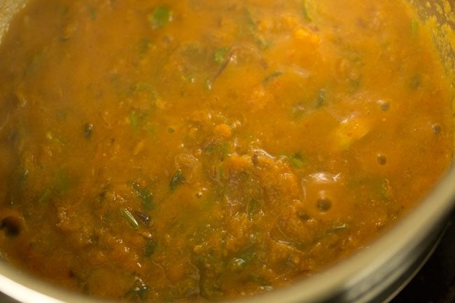 mix the masala with tomato puree