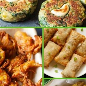 collage of indian vegetarian snacks and starter recipes.