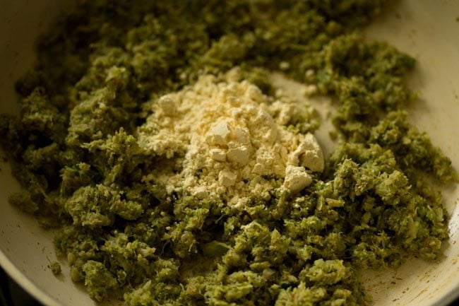 besan added to broccoli mixture