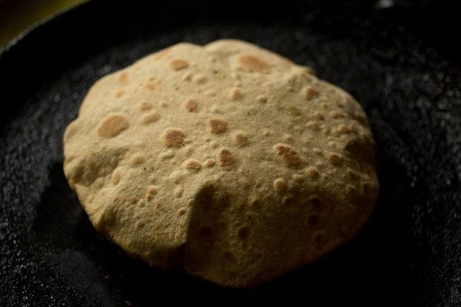 flipped broccoli paratha on tawa