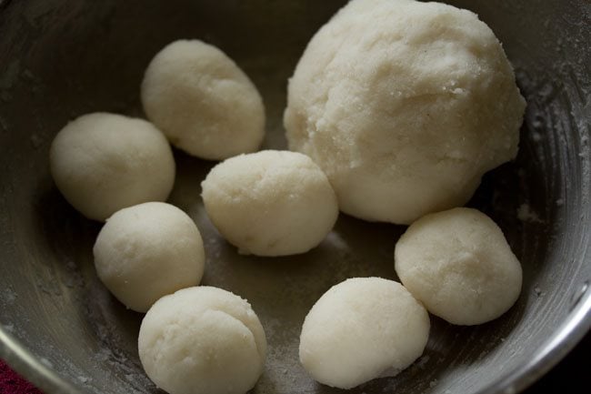 smooth balls made from the rice flour dough. 