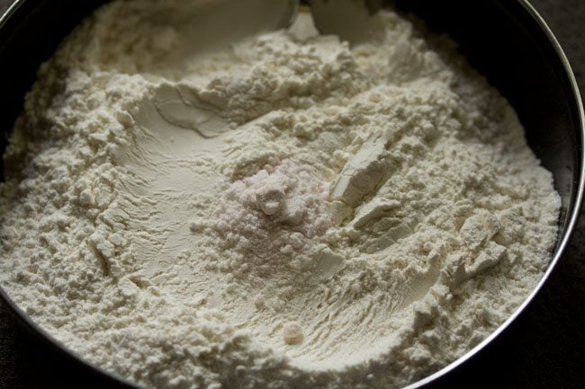 flour and salt in a bowl.
