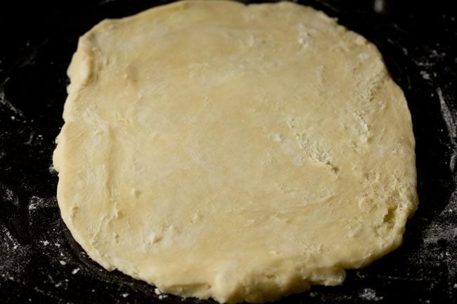 dough is rolled into a rectangle.