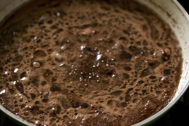 boiling cocoa solution for eggless brownie. 