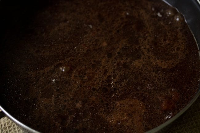 cocoa solution added to flour mixture for eggless brownie. 