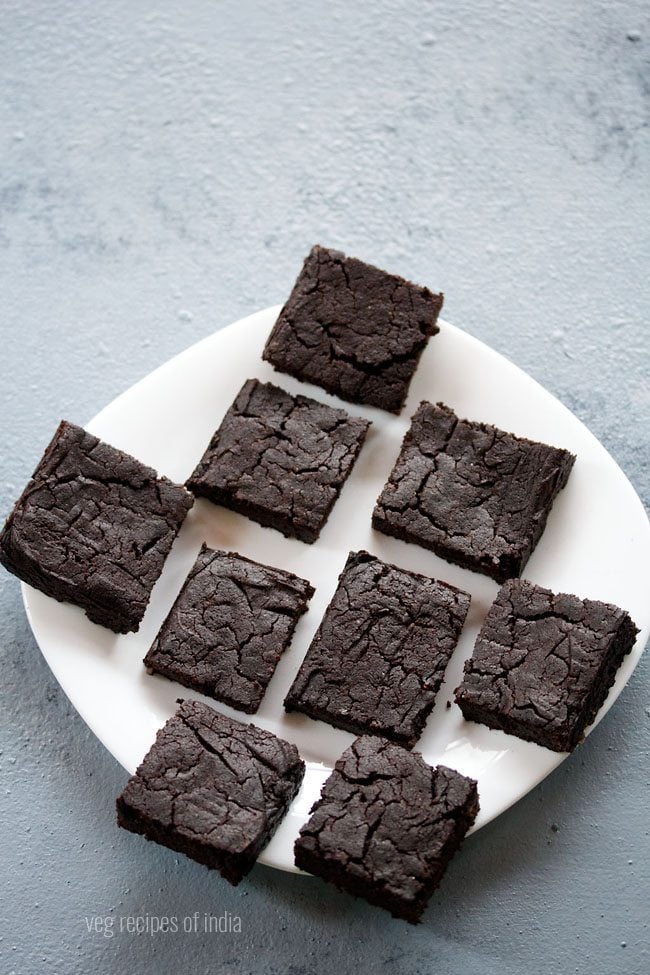 brownie wedges served on a white plate. 