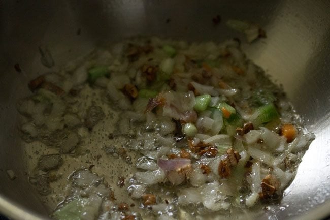 stir frying spring onion whites