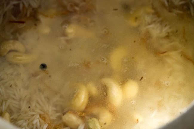water added to the pressure cooker.