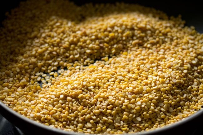 roasting moong dal. 