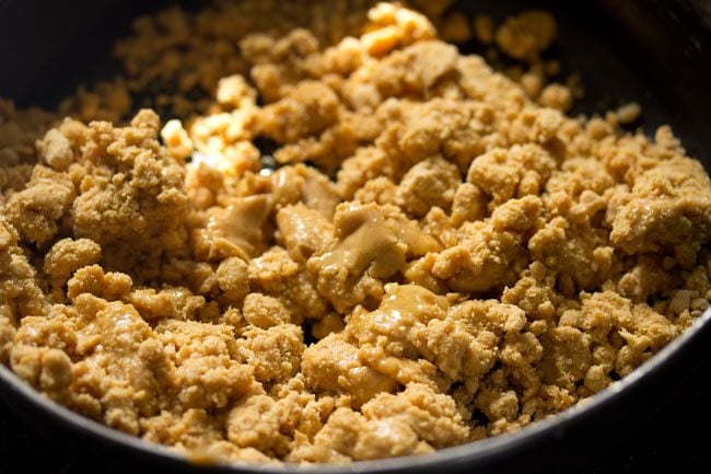 cooling the prepared moong dal mixture. 