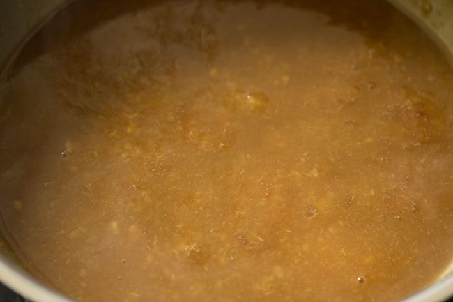 cooking moong dal mixture. 