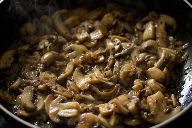 sautéing mushrooms till the water is evaporated. 