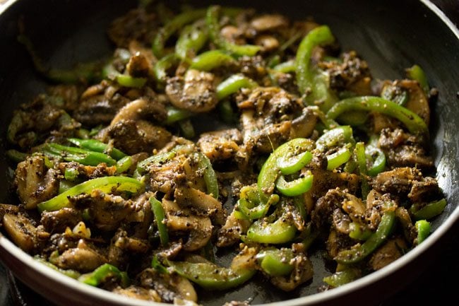 cooked mushroom pepper fry. 