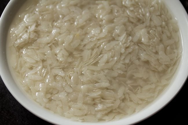 soaking poha in water. 