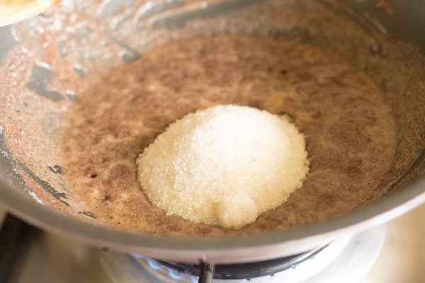 sugar added to ragi flour mixture