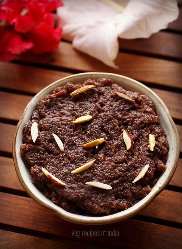 ragi halwa served in a bowl