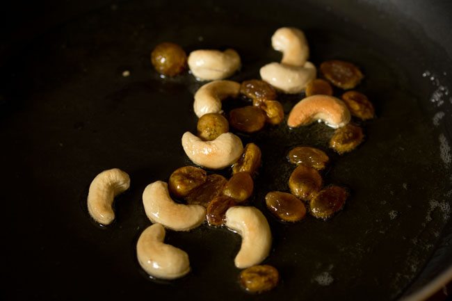 sautéing till the raisins swell up. 