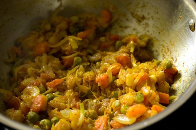 prepared vegetable filling for veg puff. 