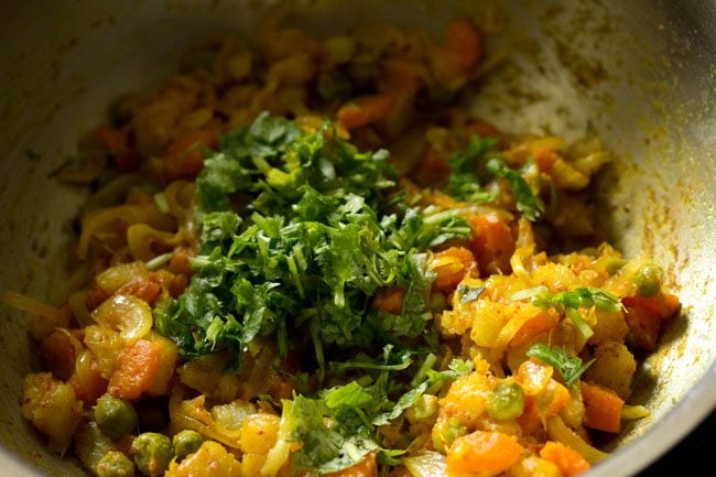 prepared vegetable filling for veg puff. 