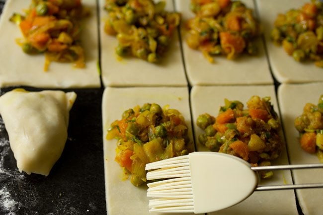 preparing veg puff recipe