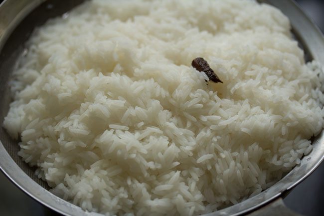 straining rice