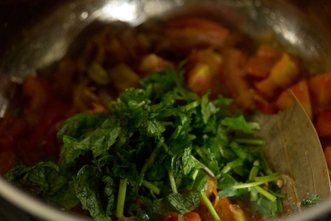 mint leaves and coriander leaves added