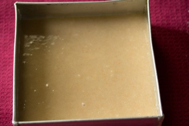 square pan with the whole meal cake batter