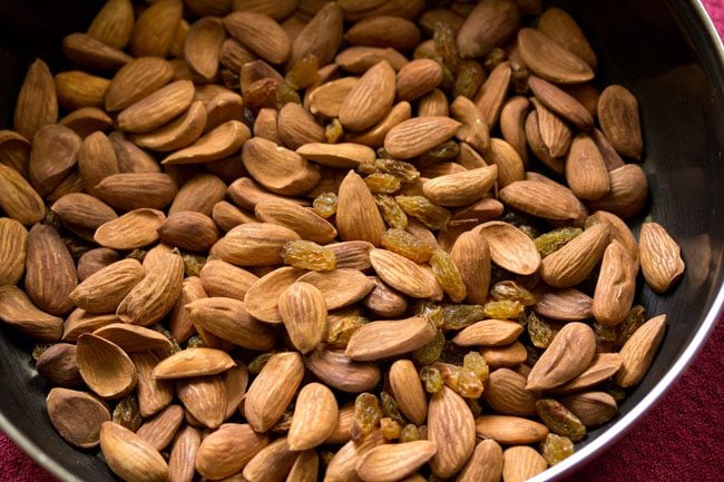 Toasted almonds and raisins. 