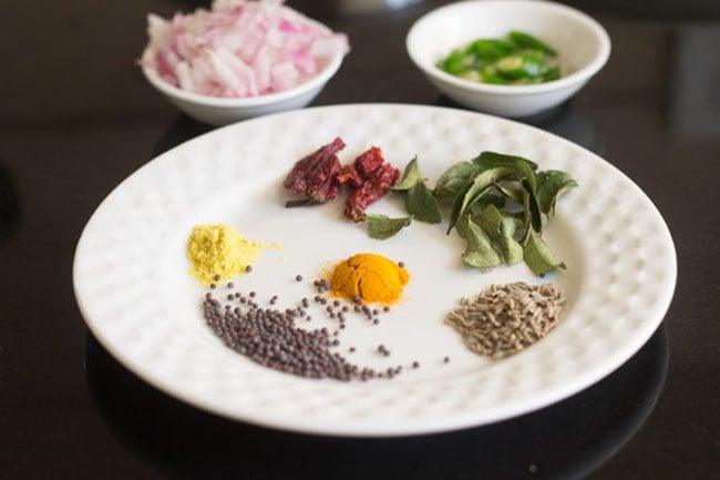 ingredients for making beetroot sabzi in plate