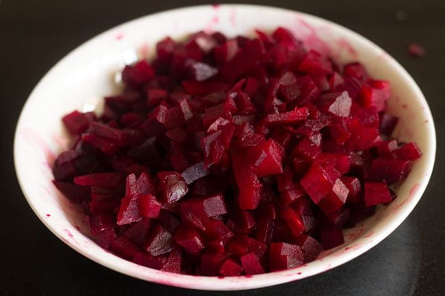 chopped beetroot in a plate