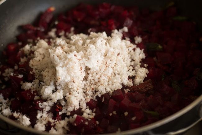 freshly grated coconut added to bhaji