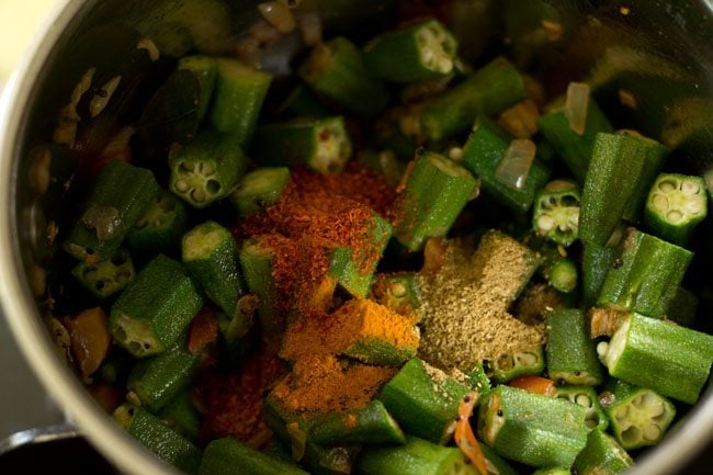 spice powders added to the bendakaya pulusu. 