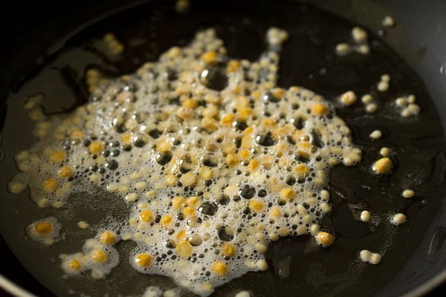 lentils frying in hot oil