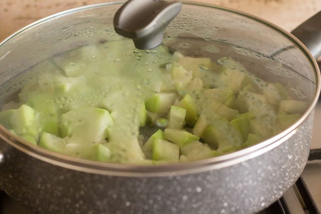 cooking dudhi sabzi