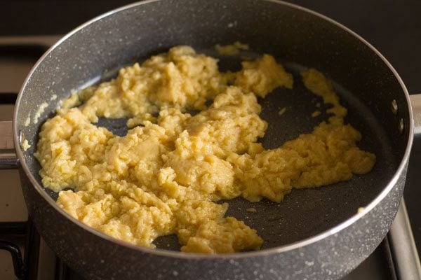 melting mawa in the pan. 