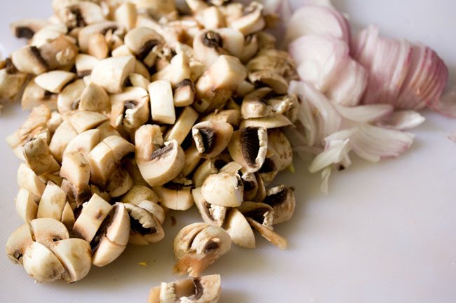 chopped mushrooms and onions 