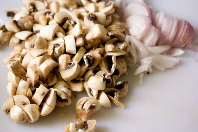 chopped mushrooms and onions 