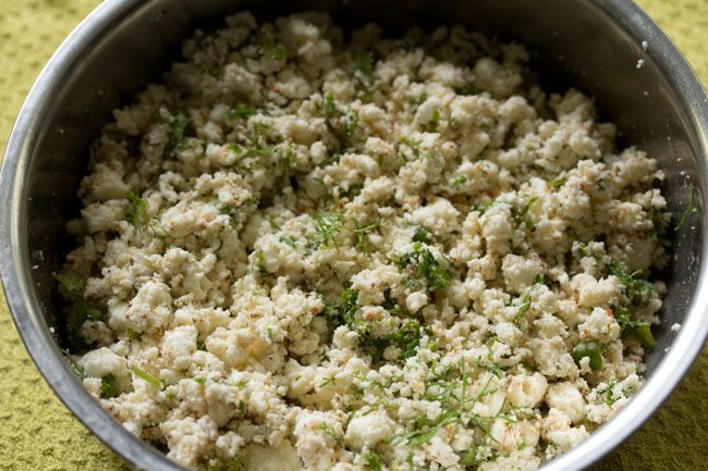 prepared stuffing for paneer kulcha. 