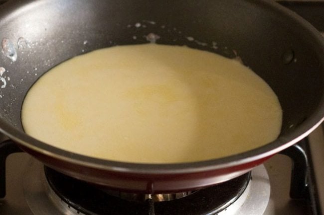 remaining hot milk added to the pan. 