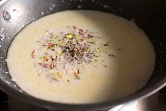 cardamom powder added to the kheer mixture. 