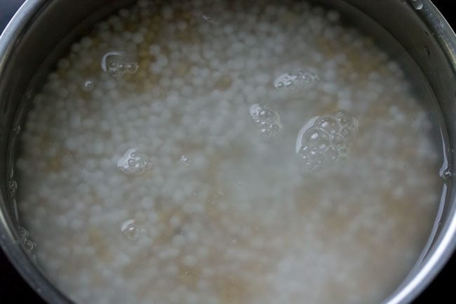 water added to the ingredients in the bowl for soaking. 