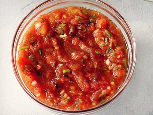 tomato bharta recipe, tomato chokha