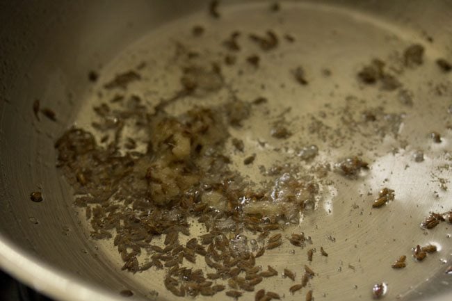 sautéing ginger-garlic paste with cumin seeds. 