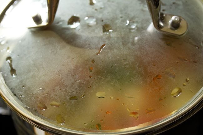 cooking veg sagu in the covered pan. 