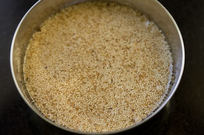 soaking poppy seeds in water. 