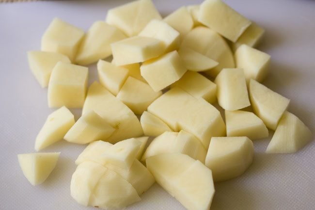 peeled and chopped potatoes. 