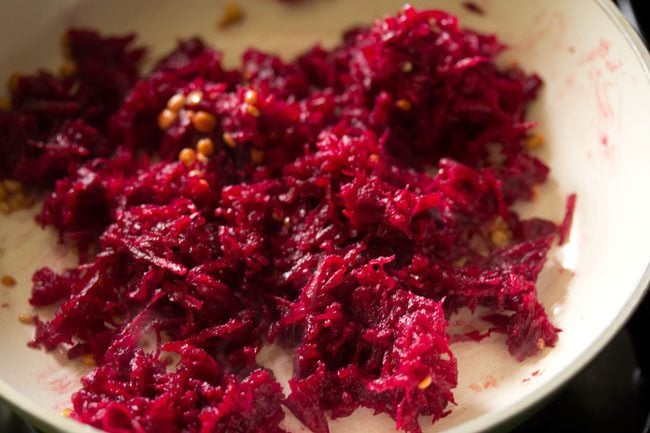 added grated beetroot in the pan