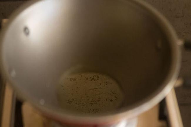 heating oil in a small pan.