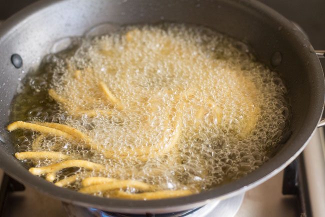 frying more sev in hot oil. 